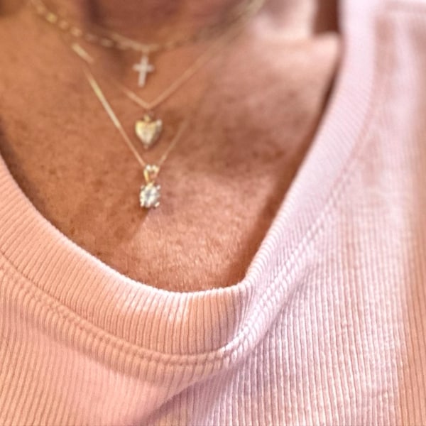 Envy Long Layered Box Chain Necklace with Diamontes Gold main image 0