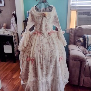 18th Century Polonaise Gown | Rococo Floral Cotton Robe à La