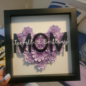 Mom Shadowbox With Flowers Personalized Heart Shadowbox With - Etsy