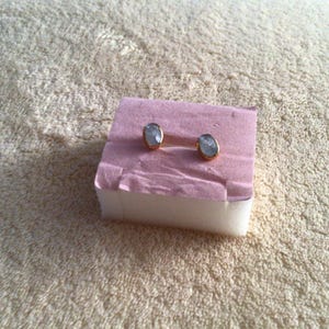 Customer photo from Silke, Rainbow Moonstone Stud Earrings