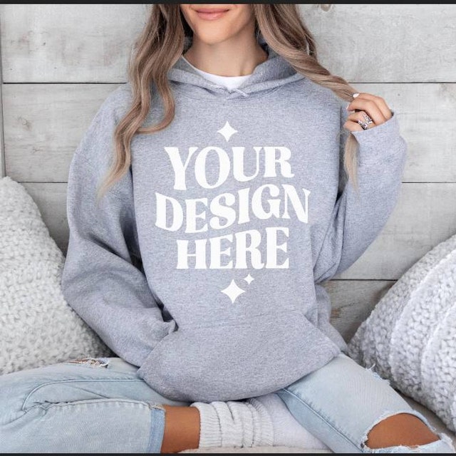 Gildan 18500 Sport Grey Hoodie Mockup | G185 Hooded Sweatshirt