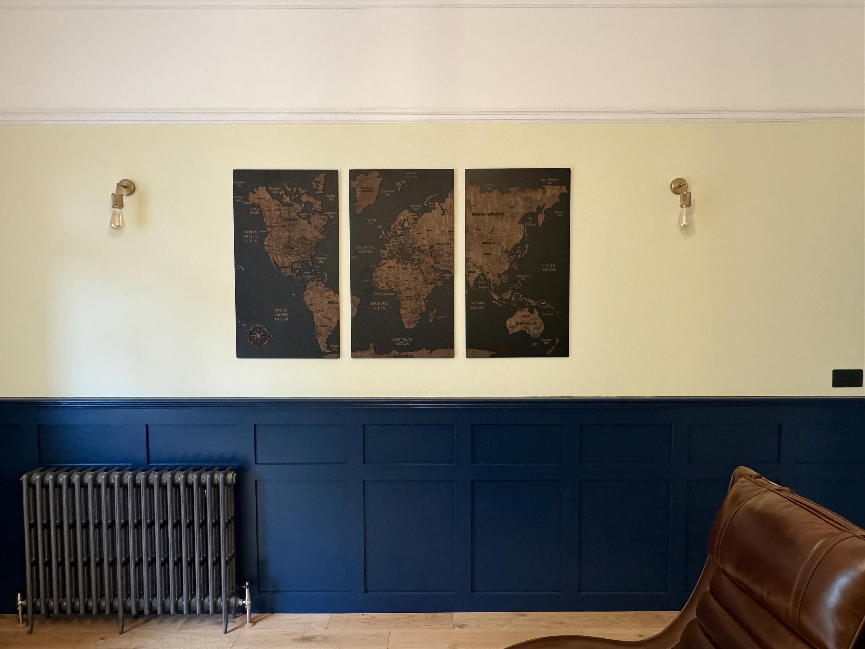 Wooden World Map Wall Art, Push Pin Travel World Map, Large Personalized World Map, Cork World Map Apartment Decor, 5th Anniversary Gift