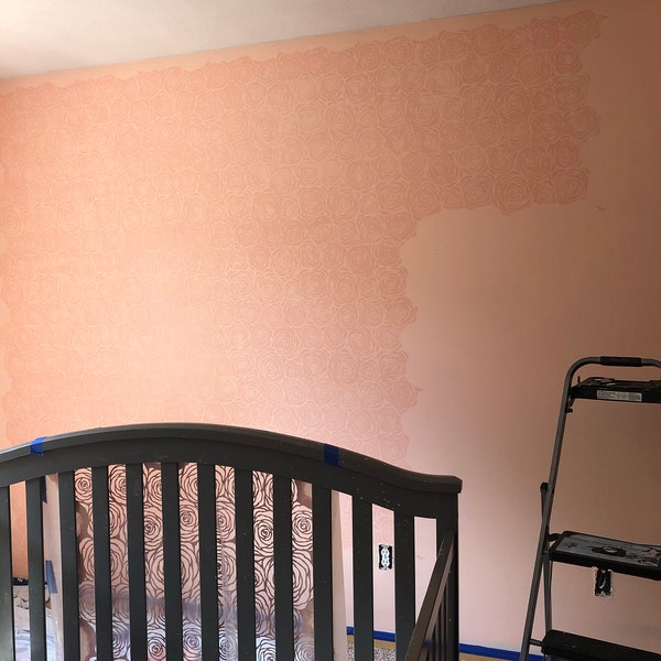 Roses Allover Wall Stencil - WALL STENCILS Instead of Decals - Easy to ...