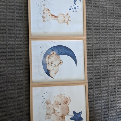 Nursery Wall Art Animals, Baby Room Decor Navy Blue, Baby Room Decor ...