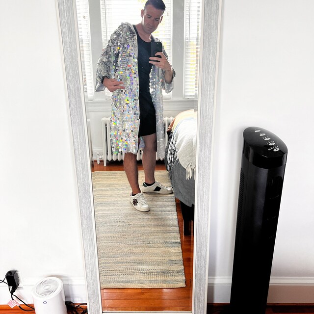 Unisex Holographic Round Sequin Kimono Rave Festival Outfit