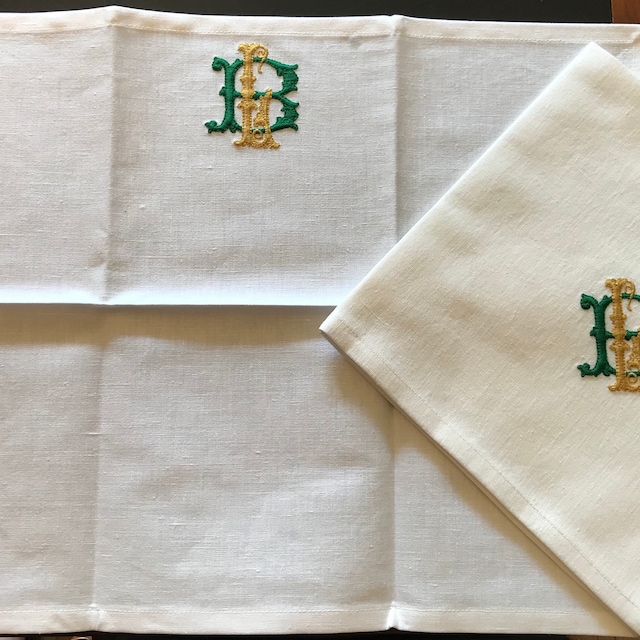 Personalised Embroidered Napkins Placemats & by BurgundyDelights