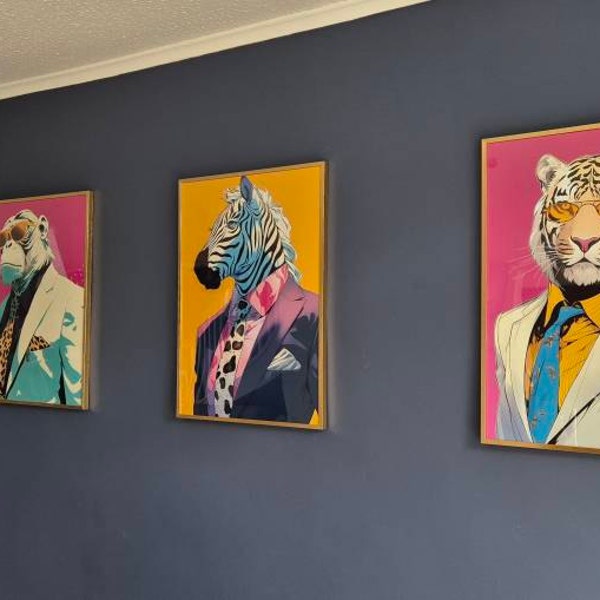 Lioness Colourful Funky Art Print, Quirky Pop Art Style Wall Art, Funky