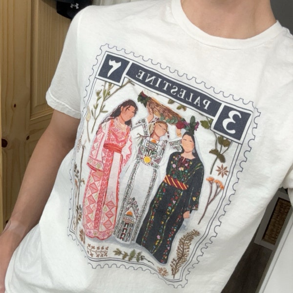 Palestine Vintage Stamp Snow Washed OVERSIZED T-shirt - Final Sale Not Eligible For Refund