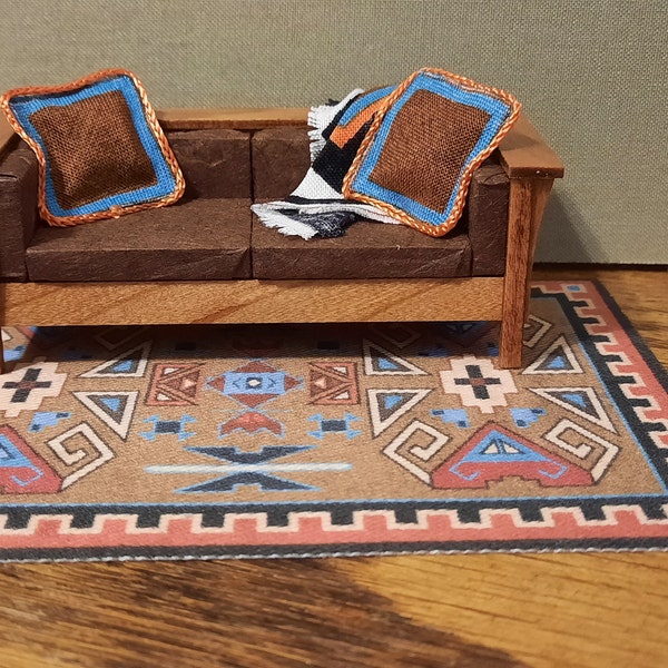Miniature 1/24 1/12 or 1/6 Scale Rug Indian Southwestern Western Design ...