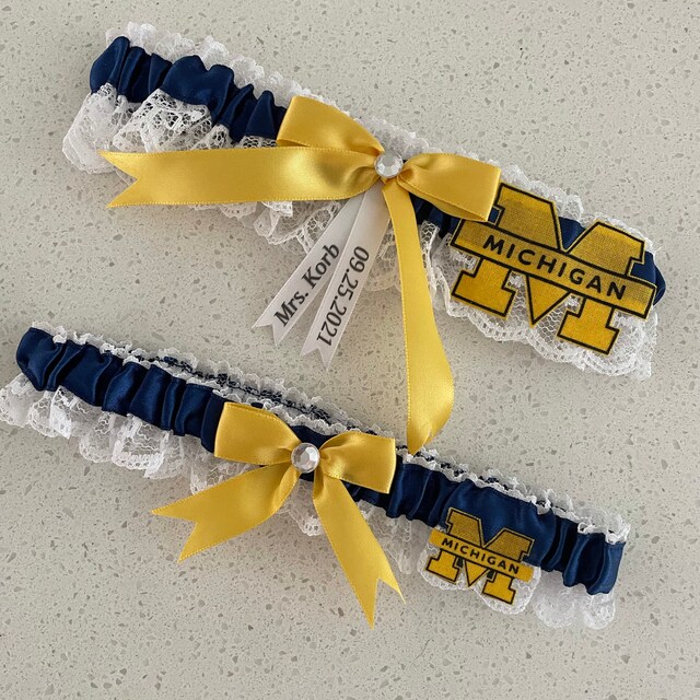 University of Michigan Wolverines UM Inspired Wedding Garter Belt Set W/ White Lace Navy Blue Yellow - Etsy University of Michigan Wolverines UM Inspired Wedding Garter Belt Set W/ White Lace Navy Blue Yellow - Etsy