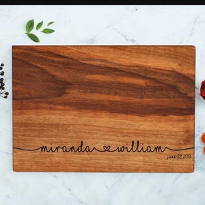 Personalized or Mahogany Engraved Cutting Board with Couples Names and Last Name in Maple House-Warming Gift Wedding Gift Walnut Cherry Anniversary Gift Antlers