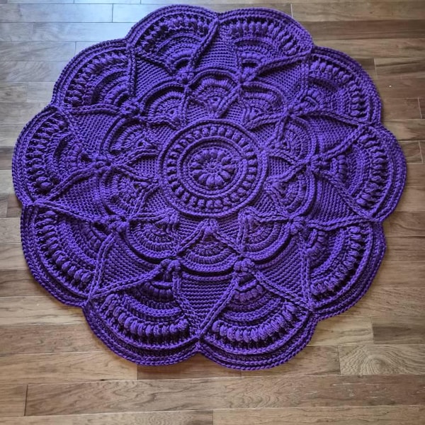 Floor Rug Pattern CROCHET RUG PATTERN - Crochet Floor Rug Pattern, Flower Rug Tutorial ...