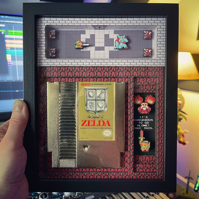 Legend of Zelda NES Shadowbox Wall Art Title Screen 