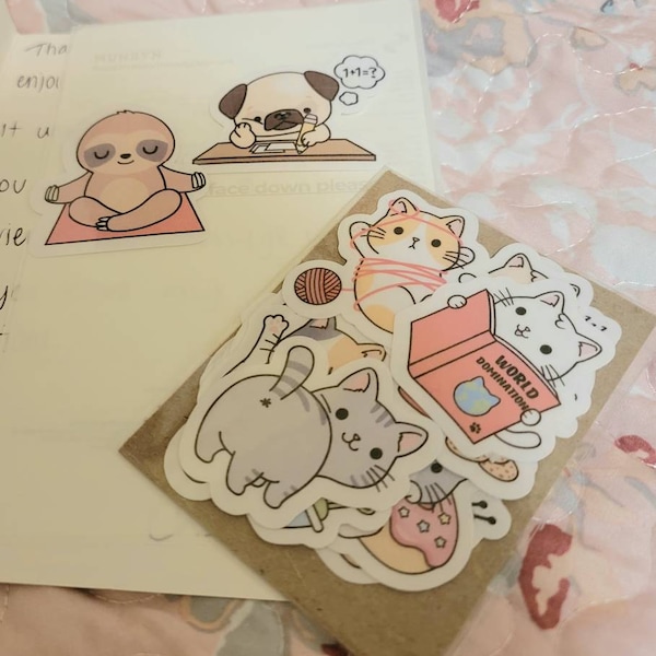 Cute Kawaii Cat Sticker Pack | Cute | Fun Stickers | Stickers | Gift ...