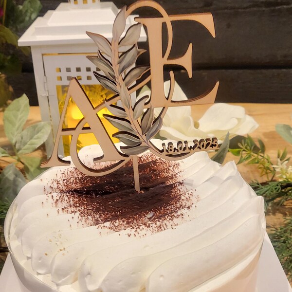 Personalized Rustic Wedding Cake Topper - Custom Wood Decor With Bride & Groom Names & Date (3 Sizes)