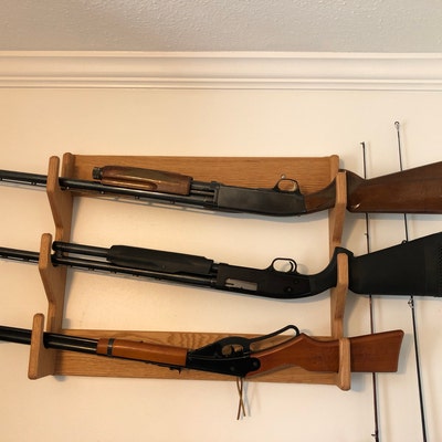 Wall Mount Horizontal Three Gun Rack, Rifle Rack, Shotgun Rack - Etsy