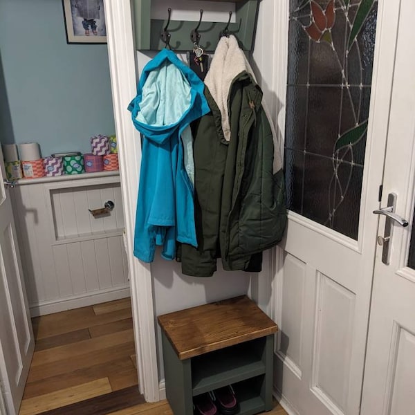 Solid Wooden Handmade Rustic Shoe Rack Farmhouse Style Farrow & Ball ...