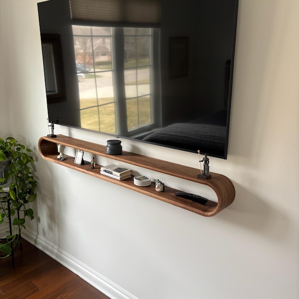 Mid-century Modern Curved Floating Shelves | Modern Floating Wall Shelf ...