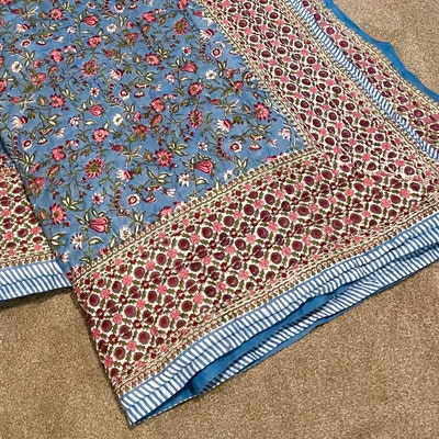 Hand Block Print Quilt Floral Dark Base Soft Quality Quilt - Etsy