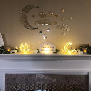 Regalo Ramadan Decorazioni Legno Eid Mubarak - Segno Luna E Stella Per