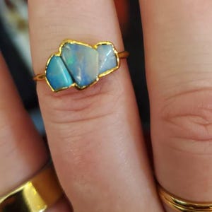 Customer photo from Kristen, Three Stone Raw Australian Opal Ring