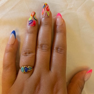 Customer photo from Maribeth, Three Stone Raw Australian Opal Ring