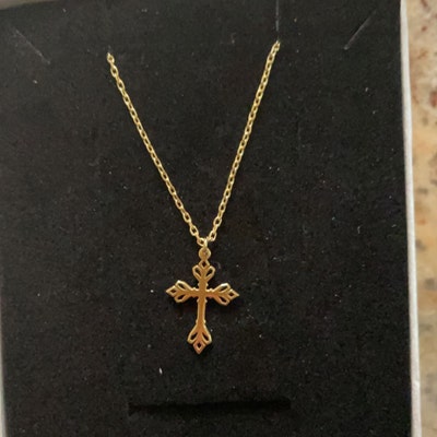 14K Solid Gold Dainty Cross Necklace Religious Gifts for Mom - Etsy
