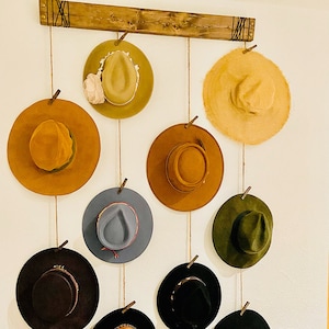 Hat Organizer Hat Wall Hanging Fedora Display Hat Rack Industrial Home ...