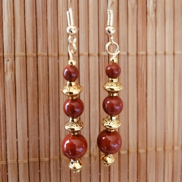 2 Paires De Boucles D'oreilles Pierres Semi-précieuses : Améthyste Et Œil De Tigre - Neuf Sans Emballage