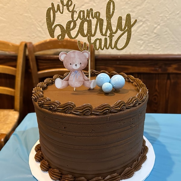 We Can Bearly Wait Cake Topper, Teddy Bear Baby Shower Cake Sign - Etsy