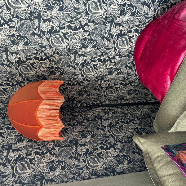 thumbnail image 2 of Vintage Design Velvet Fringed Pendant Lampshade - 35cm, Semi-Matte, For Bedroom/Hallway 2 of 5