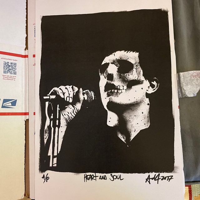 JOY DIVISION Ian Curtis Rare Signed Numbered Skull Art Print by
