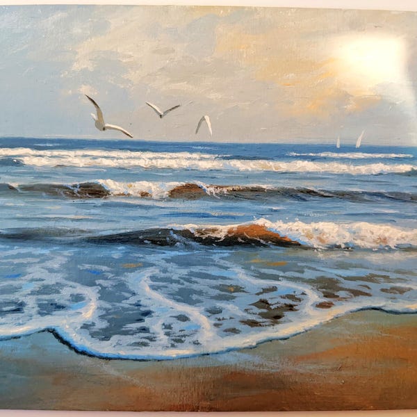 Small Beach Oil Painting Original Seascape Ocean Wall Art Coastal ...