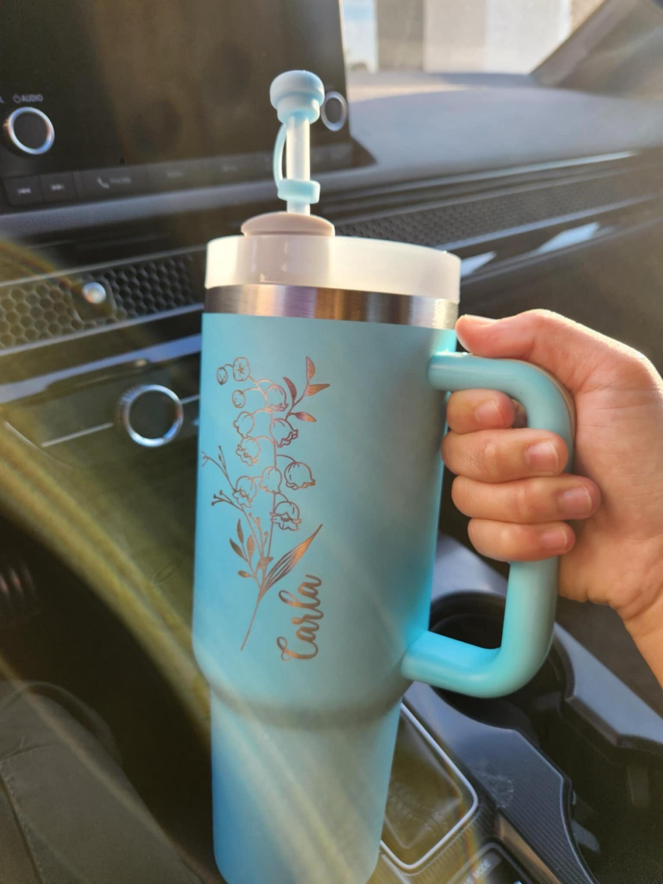 Personalized Birth Flower 40oz Tumbler | Custom Bridesmaid, Mom, Gift for Girls' Trip & Vacation