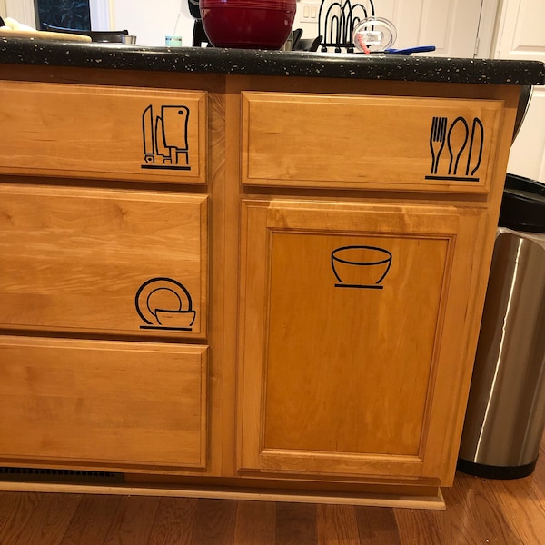 Kitchen Cabinet Decal, Airbnb Kitchen Label, Office Pantry Decal, Set ...