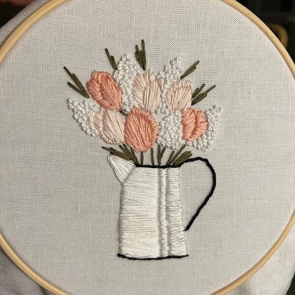 PDF Pattern - 7" Tulip Bouquet - Step by Step Beginner Embroidery ...