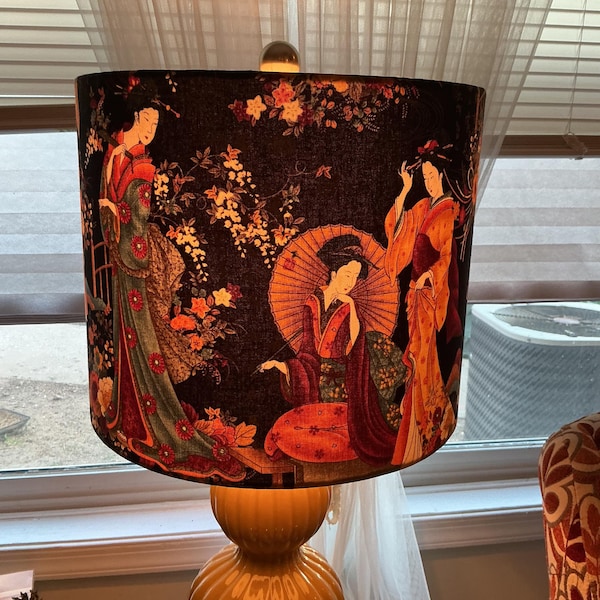 Lampshade Drum Lampshade Asian Lamp Shade Oriental Lamp Unique Lamp ...
