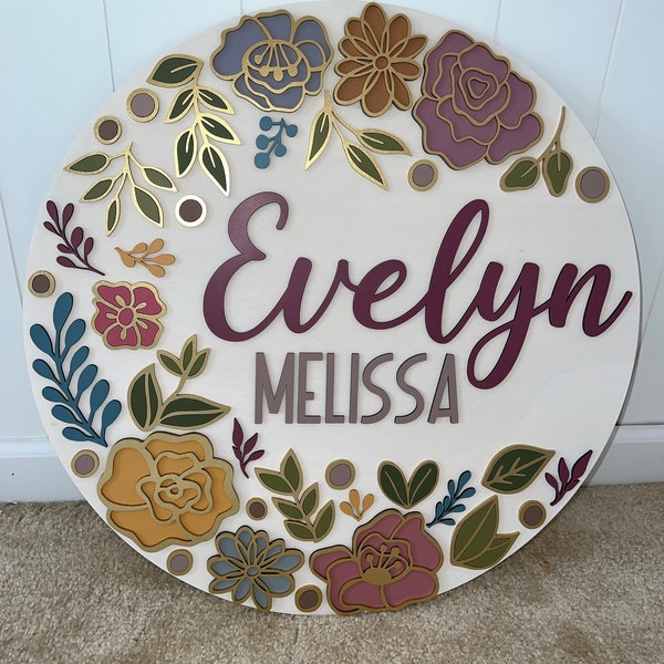 Custom Name Sign, Nursery Name Sign, Boho Nursery Sign, Floral Nursery ...