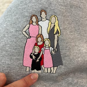 Family Reunion, Custom Embroidered Portrait Sweatshirt From Photo, Embroidery Shirt for Daddy, Christmas Embroidered Family Shirt