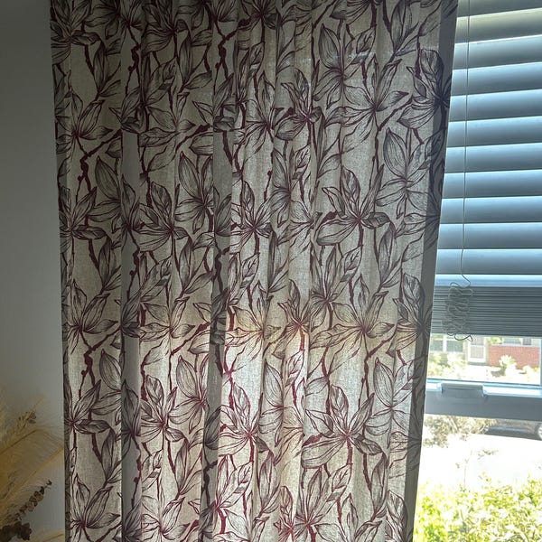 Modern Vintage Brown Tiny Plaid Pattern Washed Linen Curtain Natural ...