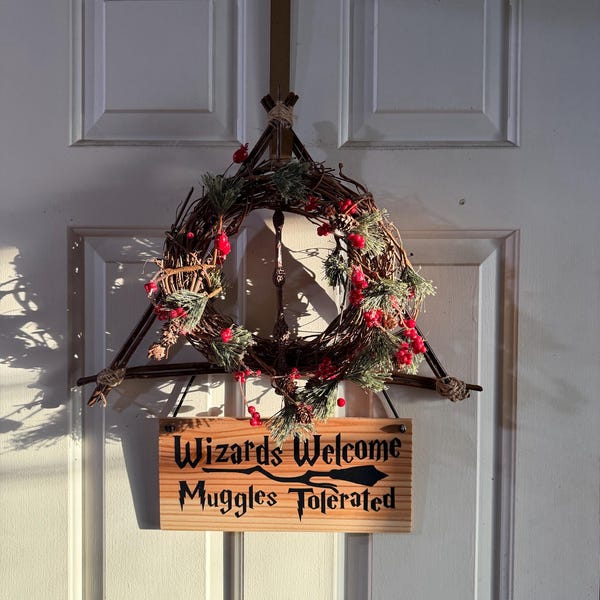 Muggle Magic Sign Wizards and Witches Welcome, Muggles Tolerated. Hand Painted Sign. 12 ...