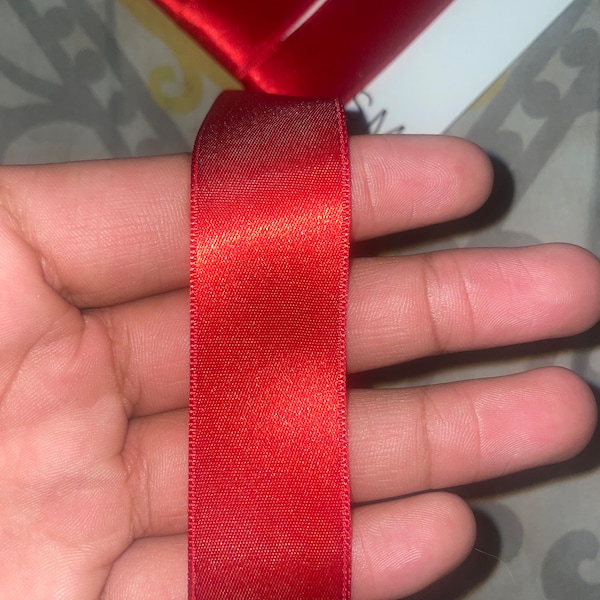 Scarlet Red Double Sided Satin Ribbon - Made in France (7 Widths to ...