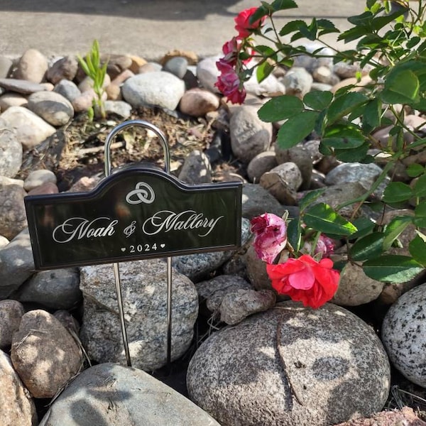 Custom Rose Garden Marker, Laser Engraved Stainless Steel Plant Stake ...