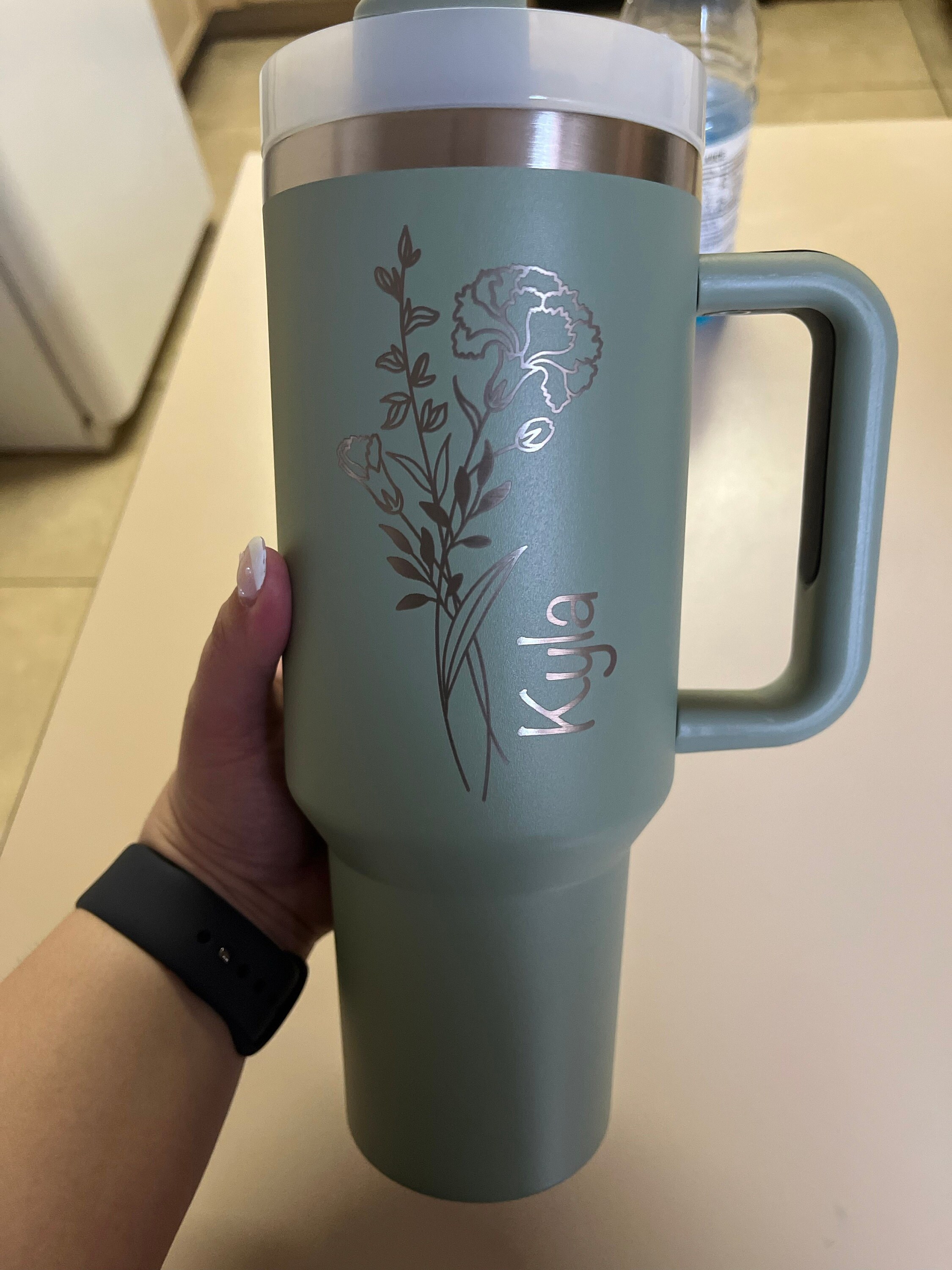 Personalized Birth Flower 40oz Tumbler | Custom Bridesmaid, Mom, Gift for Girls' Trip & Vacation