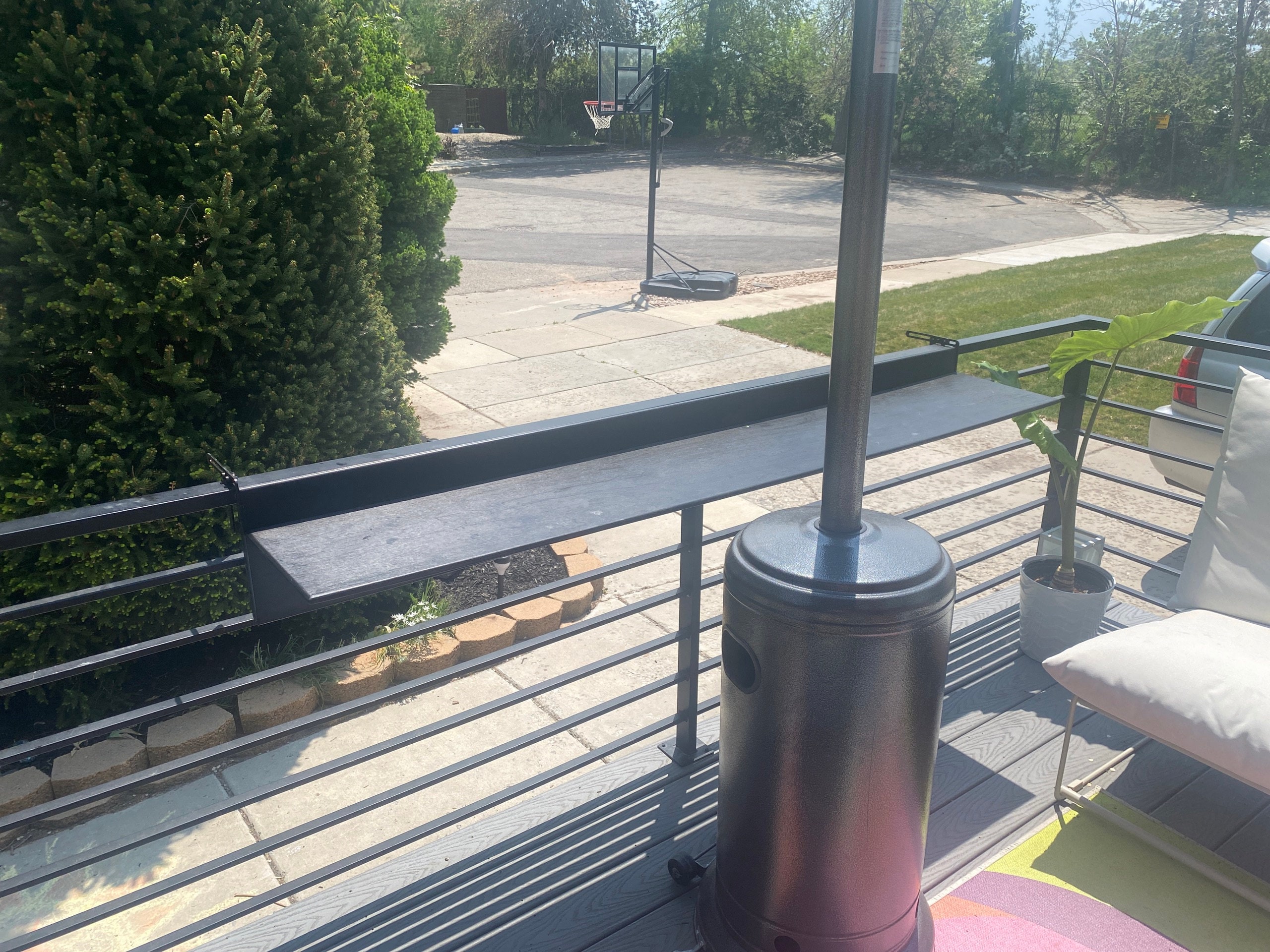 Folding Space Saving Bar Table for Deck, Veranda and Porch Railings, Balcony Bar Table Hanging over Railing, Outdoor Foldable Railing Table