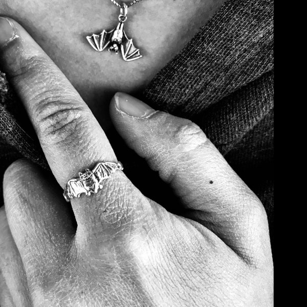 Bat Ring Moon Stars Silver Gold Sterling Jewelry - Etsy