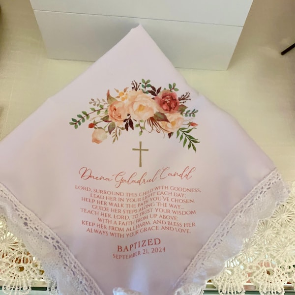 Baptism Gift for Girl: Personalized Keepsake Handkerchief, Baby Girl ...