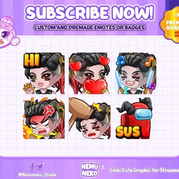 6x Custom Emotes, Emojis, Sub Emotes for Twitch, Youtube, Disocrd or ...