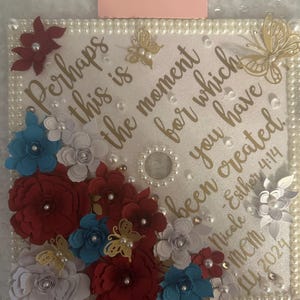 Custom Graduation Cap Topper Personalized Grad Cap - Senior Class Of Gift, Tassel Grad Quote, Grad Decoration Calligraphy, Cap Floral Design