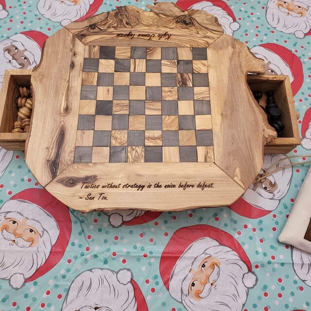 For Christmas, my mom got me a hand crafted chess set made out of